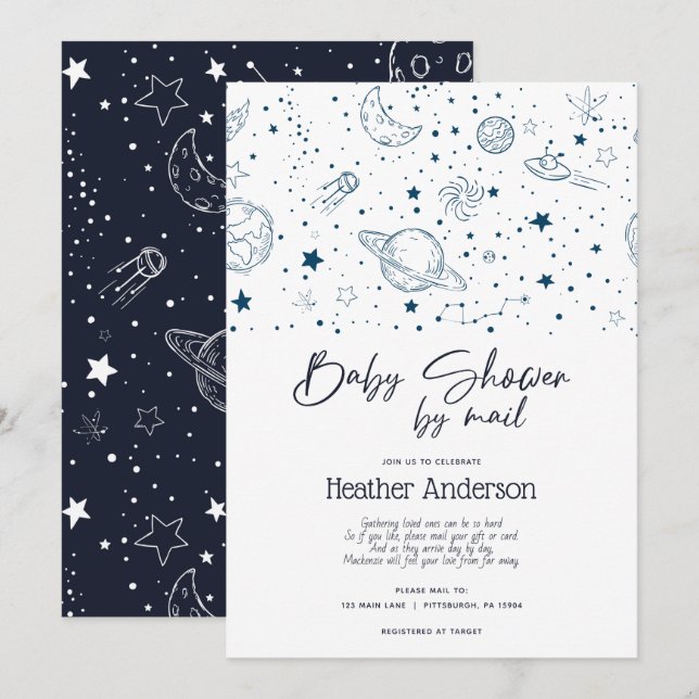 Space Stars Baby Shower by Mail Invitation (Front/Back)