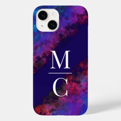 Space Stars Galaxy Navy Blue Monogram Name Case_Mate iPhone 14 Case