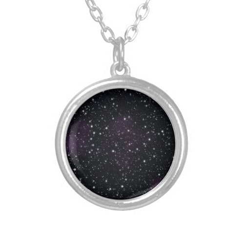 Space Stars Galaxy Nebula Galaxy  Silver Plated Necklace