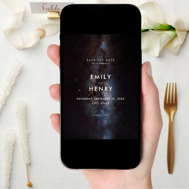 Space Stars Milky Way Galaxy Wedding Save the Date (Front Digital)