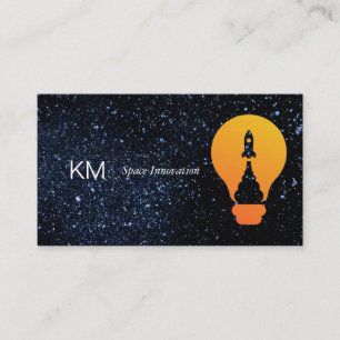Space Stars Rocket Light Bulb Business Card