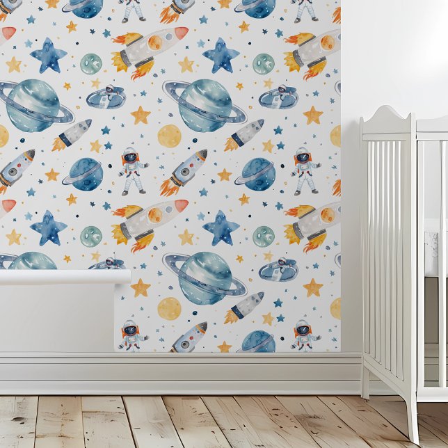 Space Stars Rockets Planets Watercolor  Wallpaper (Creator Uploaded)