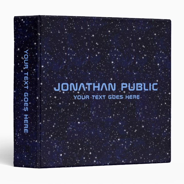 Space Stars Universe Black Template Custom 3 Ring Binder (Front/Spine)