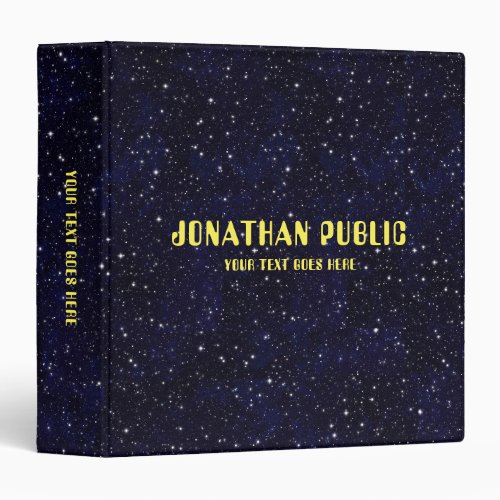 Space Stars Universe Black Template Personalized 3 Ring Binder