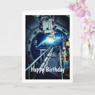 Space Station, 5" x 7" Folded Birthday Card