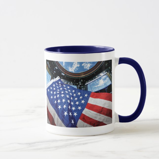 Space Station American Flag Earth Orbit Mug (Right)