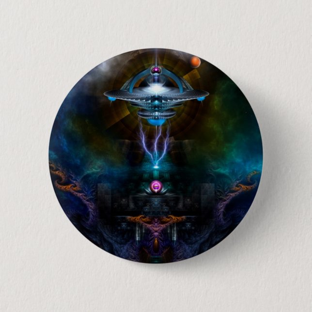 Space Station Ansarious Fractal Art Button (Front)
