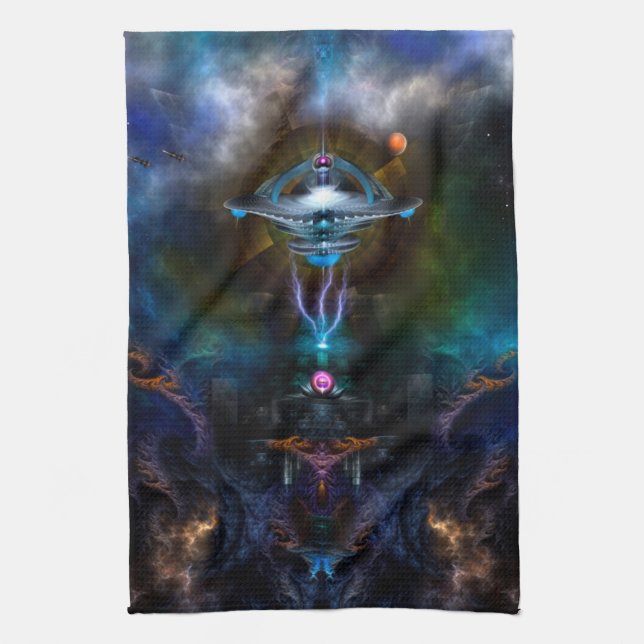 Space Station Ansarious Fractal Art Kitchen Towel (Vertical)
