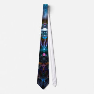 Space Station Ansarious Fractal Art Neck Tie