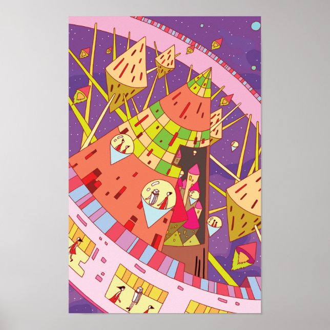 Space stations and retro-futuristic life in space. poster (Front)