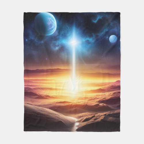 Space sunrise fleece blanket
