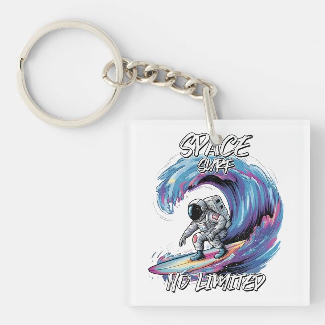Space surf no limited shirt  keychain (Front)