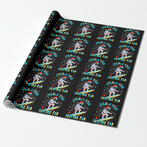 Space Surf with Santa in Cosmic Adventure Design Wrapping Paper