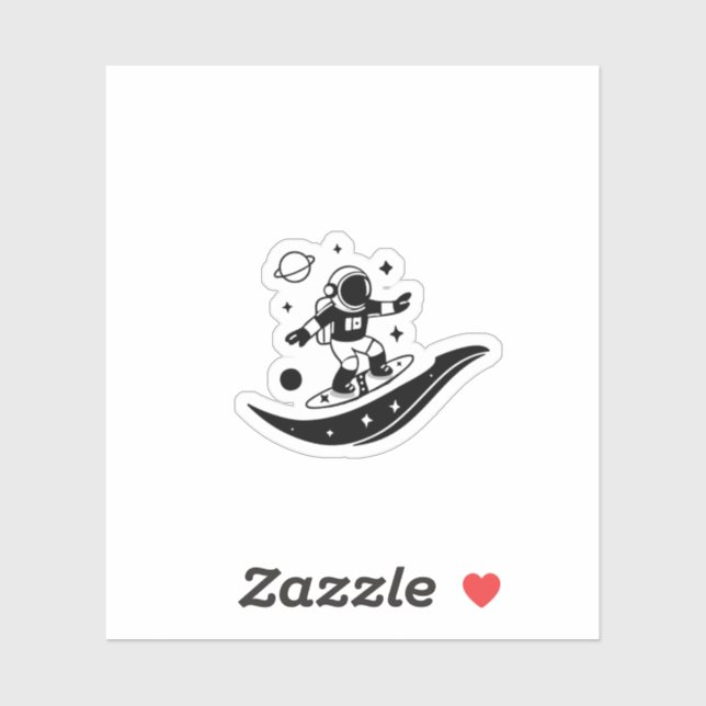 “Space Surfer – Minimalist Astronaut Cosmic Ride Sticker (Sheet)