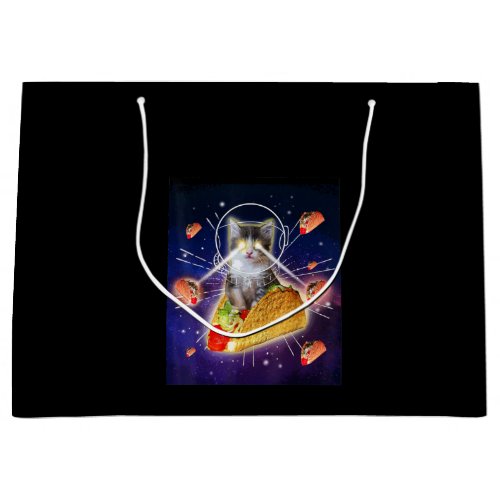 Space Taco Cat Laser Eyes Large Gift Bag