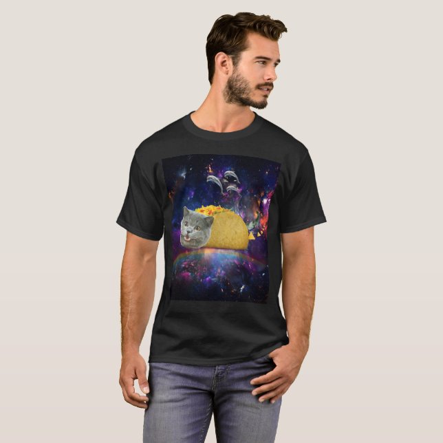 Space Tacocat Flying Dolphins Tortilla Chips Rainb T-Shirt (Front Full)