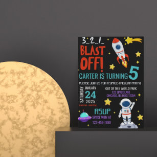 Space-tacular Party  Astronaut Birthday  Invitation