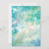 Space Teal Aqua Galactic Starry Baby Shower Invitation (Back)