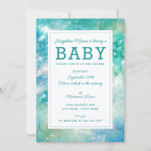 Space Teal Aqua Galactic Starry Baby Shower Invitation (Front)