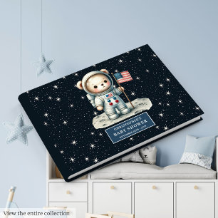 Space Teddy Bear Astronaut Boy Baby Shower Sign In Guest Book