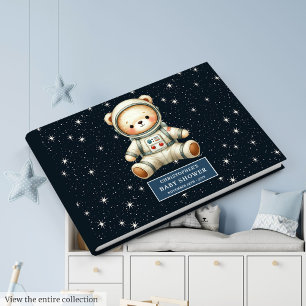 Space Teddy Bear Baby Boy Shower Guest Journal Book