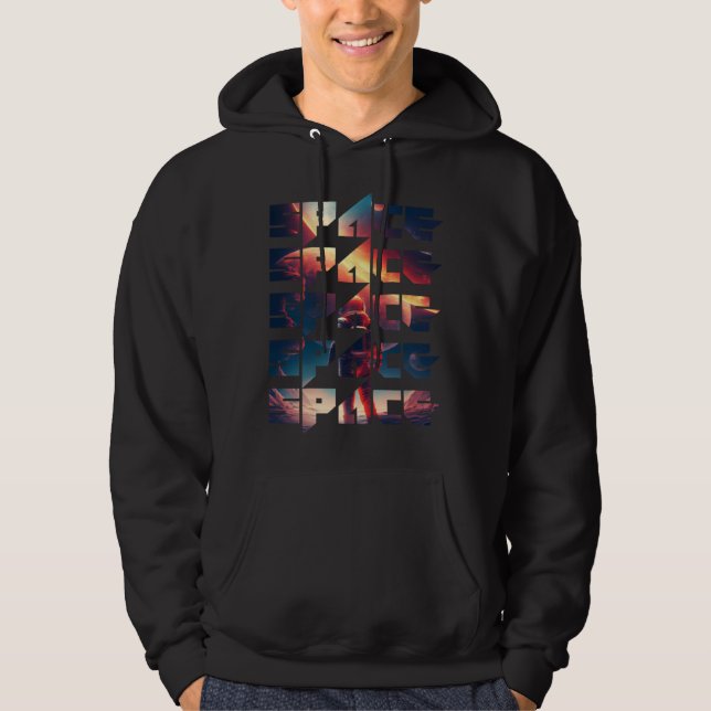 Space Text Solar System Galactic Astro Space Enthu Hoodie (Front)