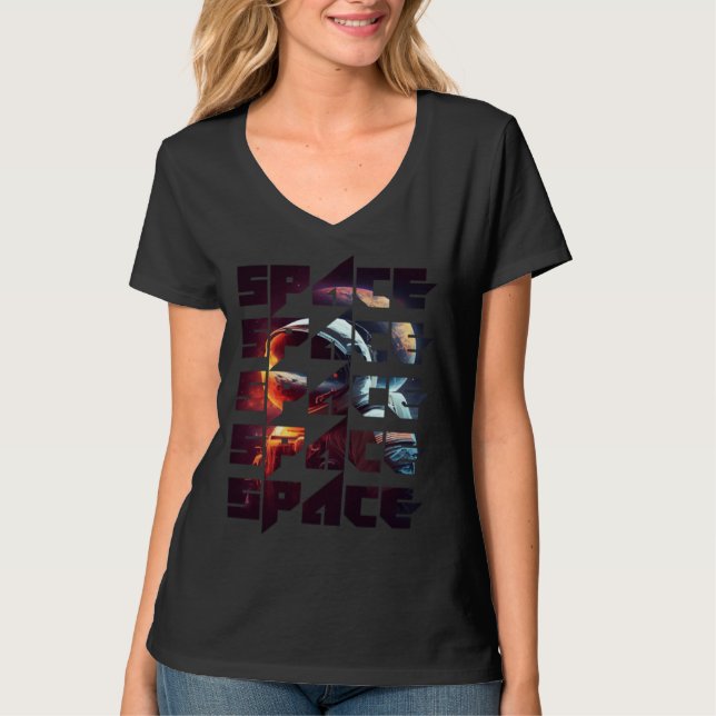 Space Text Solar System Galactic Astro Space Enthu T-Shirt (Front)