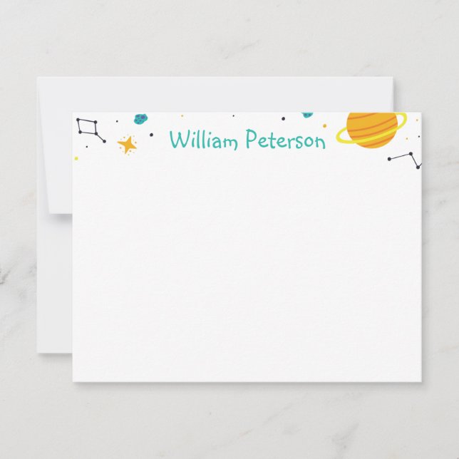 Space  Thank You Note Card (Front)