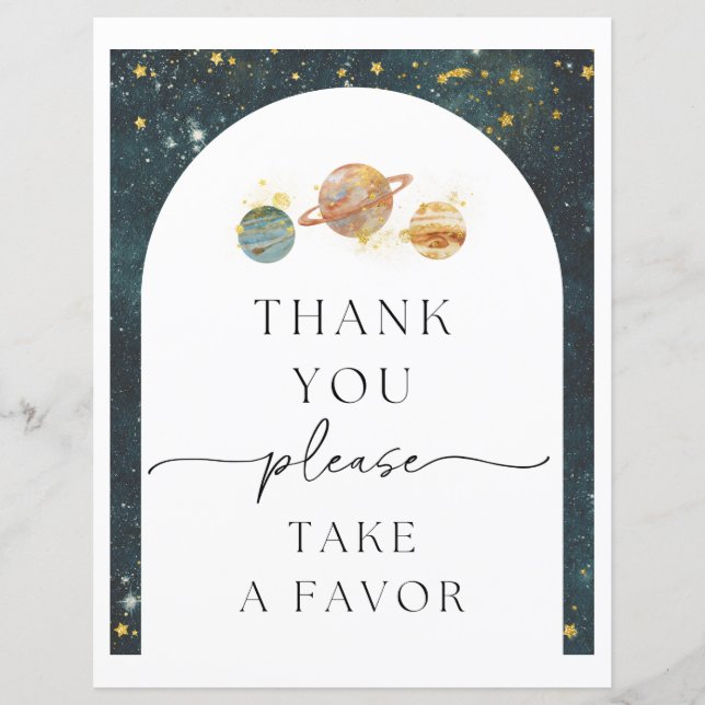 Space Thank You Sign | Space Favor Sign (Front)