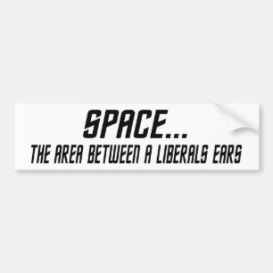 Space, The Area Between A Liberals Ears Bumper Sticker