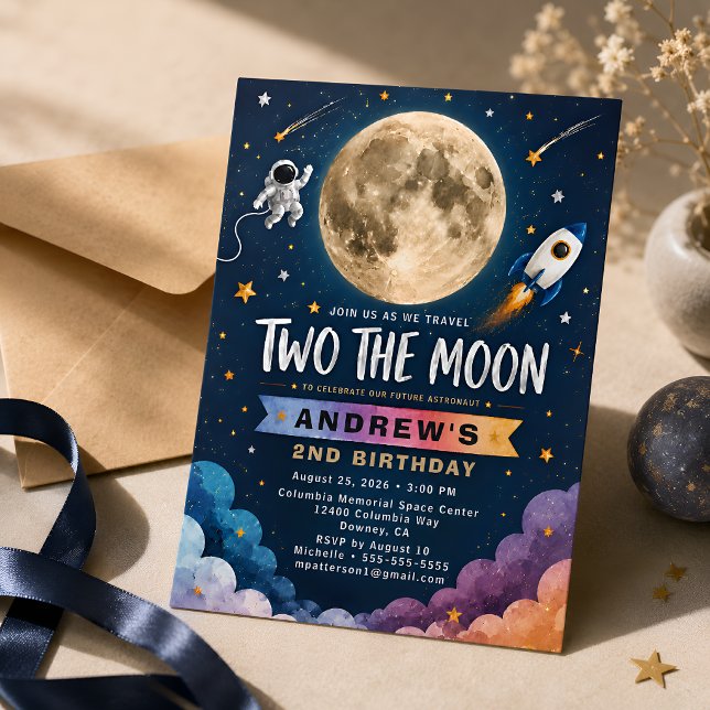 Space Theme 2nd Birthday Party Invitation (Creator Uploaded)