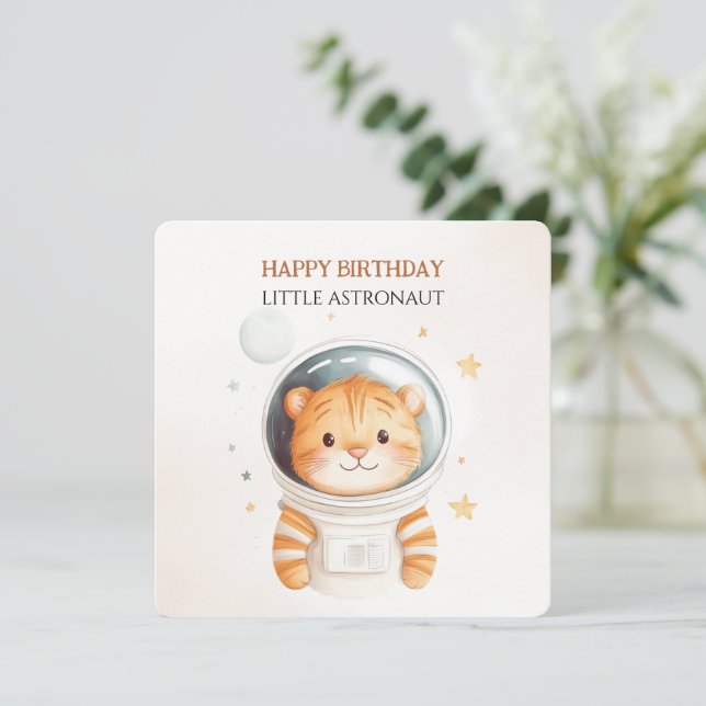 Space Theme Astronaut Birthday Card for Kids (Standing Front)