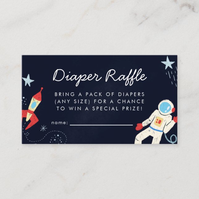 Space Theme Baby Shower Diaper Raffle Ticket Enclosure Card (Front)