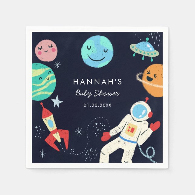 Space Theme Baby Shower Galaxy Napkins (Front)