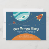 Space theme birthday, a blast out of of this world invitation (Front)