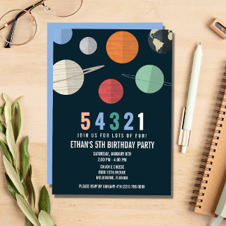 Space Theme Birthday Countdown Party Invitation
