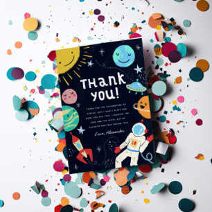 Space Theme Birthday Party Thank You Card
