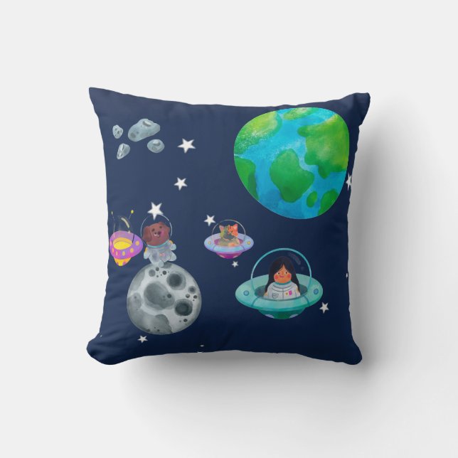 Space theme for children's room. throw pillow (Front)
