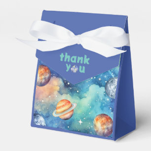 Space Theme Galaxy Planets Watercolor Thank You Favor Boxes