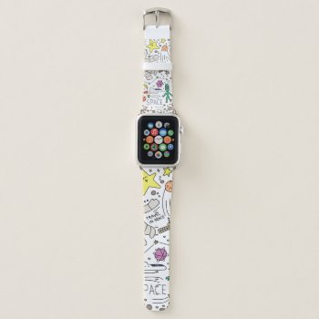 Space Theme In Doodle Style Illustration Apple Watch Band by nakeddecor at Zazzle