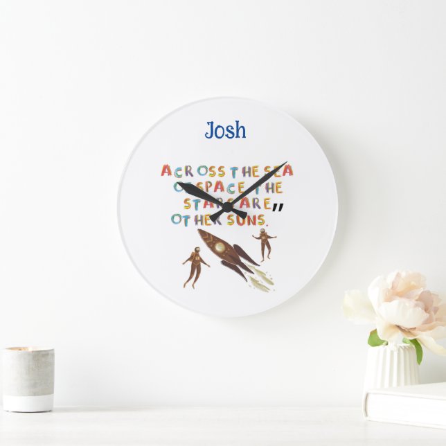 Space Theme Nursery Decor Large Clock (Home)