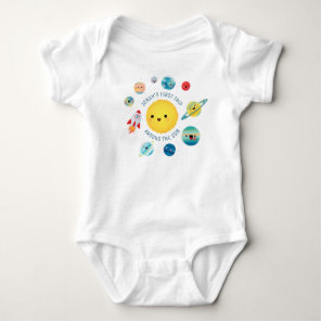 Space theme Outer Space Rocket 1st Birthday Paper Baby Bodysuit