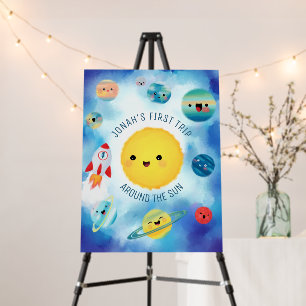 Space theme Outer Space Rocket 1st Birthday poster