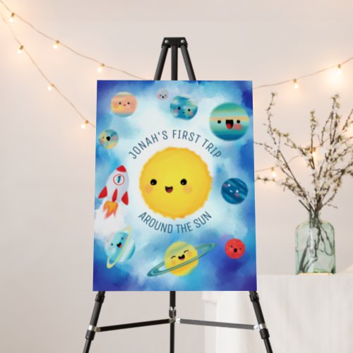 Space theme Outer Space Rocket 1st Birthday poster