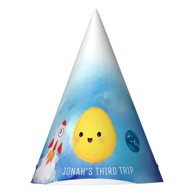 Space theme Outer Space Rocket  Party Hat (Front)