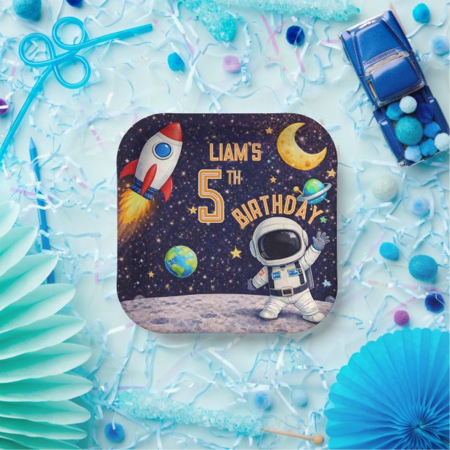 Space theme Outer space Rocket Ship Paper Plates (Party)