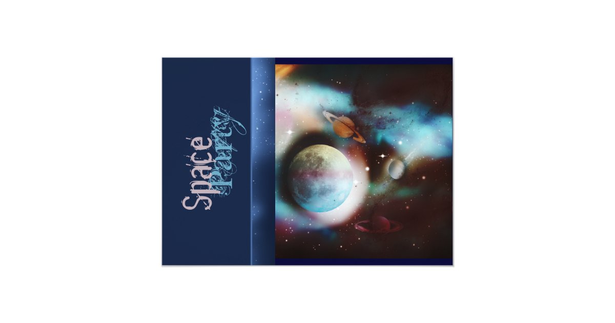 Space Theme Party Invitations Customize Template Zazzle Com