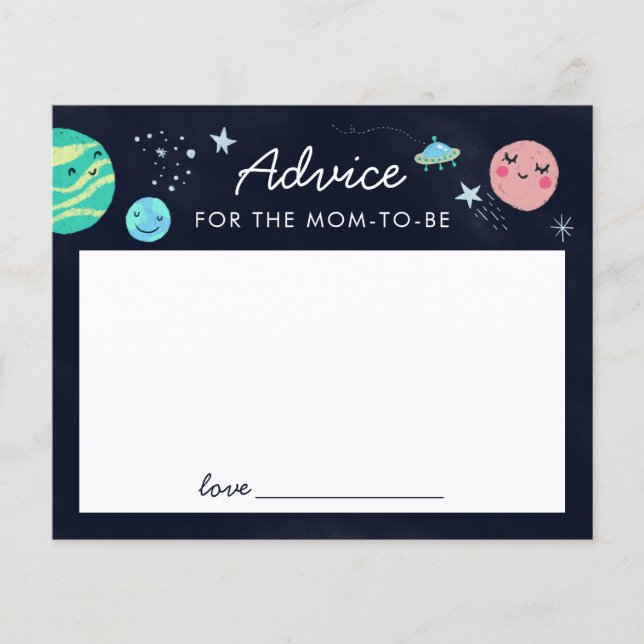 Space theme Shower Advice for the Mom to Be (Front)
