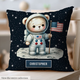 Space Theme Teddy Bear Pillow Personalized Baby