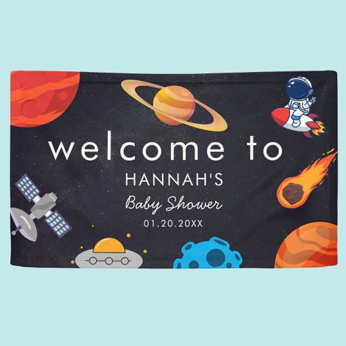 Space Theme Welcome Cute Custome Baby Shower Banner